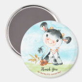 Aquarell Kuh Baby Duschfarm Vielen Dank Magnet (Vorderseite/Rückseite)