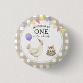 Aquarell-Küken 1. Geburtstag Button (Vorderseite)