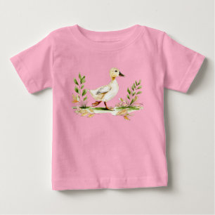 Aquarell-Küken mit vierblättrigem Kleeblatt Baby T-shirt