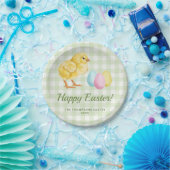 Aquarell-Küken und Eier auf Grün mit Text Pappteller (Party)