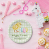 Aquarell-Küken und Eier auf Grün mit Text Pappteller (Party)