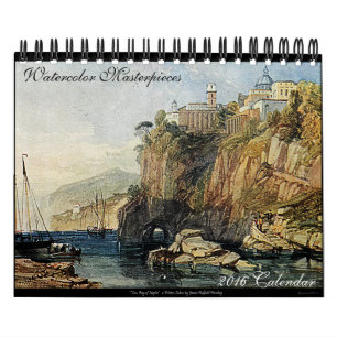 Aquarell-Kunst 2024 Schöner Büro-Schreibtisch-Kale Kalender