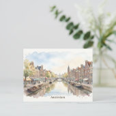 Aquarell-Kunst Amsterdam Postkarte (Stehend Vorderseite)
