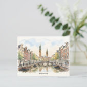 Aquarell-Kunst Amsterdam Postkarte (Stehend Vorderseite)