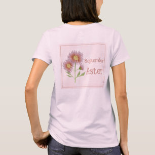 Aquarell-Kunst Aster-Blume September Geburtstag T-Shirt