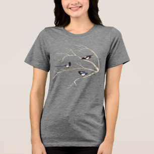 Aquarell-Kunst Elster Vogel Land Tri-Blend Shirt