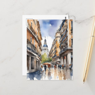 Aquarell-Kunst Madrid Postkarte