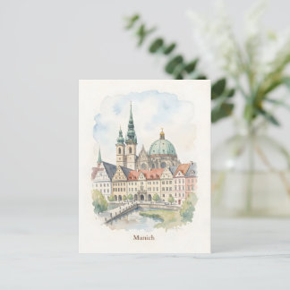 Aquarell-Kunst München Deutschland Postkarte