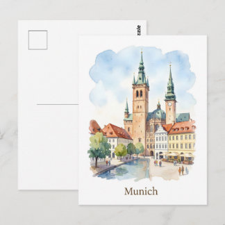Aquarell-Kunst München Deutschland Postkarte