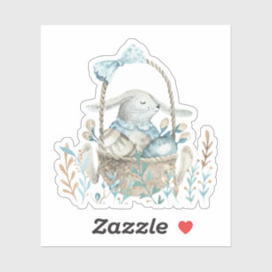 Aquarell Kunst Ostern Sonnen und Korb Aufkleber