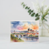 Aquarell-Kunst Prag Postkarte (Stehend Vorderseite)