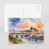 Aquarell-Kunst Prag Postkarte (Vorne/Hinten)