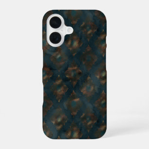 Aquarell-Kupfer-Patina-Damaskus-Muster  iPhone 16 Hülle