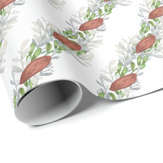 Aquarell Kupfer Ribbon Wreath Weihnachtsgarland Geschenkpapier (Rolleneckpunkt)