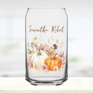 Aquarell-Kürbis-Blumen-Herbsternte Anpassen Dosenglas