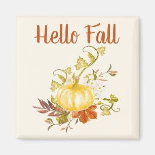 Aquarell-Kürbis-Hallo-Herbst-Küchenmagnet Magnet