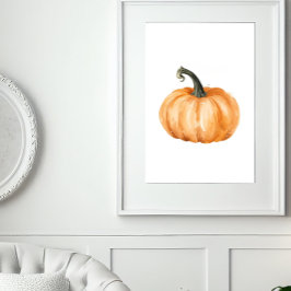 Aquarell-Kürbis-Herbst-Druck – Orangefarbener Kürb Poster