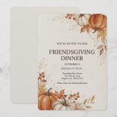 Aquarell-Kürbis-Herbst-Freundes-Dankfest-Essen Einladung (Vorne/Hinten)