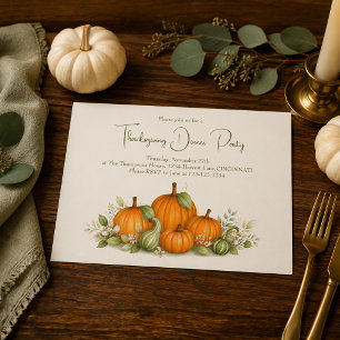 Aquarell-Kürbis-Thanksgiving Einladung