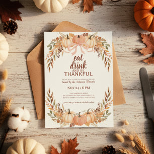 Aquarell-Kürbis-Thanksgiving-Einladung Einladung