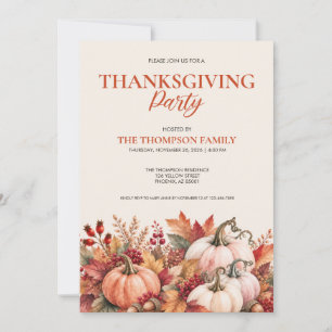 Aquarell-Kürbis-Thanksgiving-Party-Einladung Einladung
