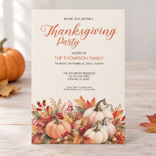 Aquarell-Kürbis-Thanksgiving-Party-Einladung Einladung