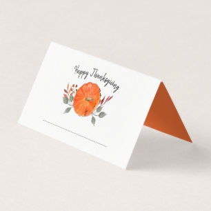 Aquarell-Kürbis-Thanksgiving-Platzkarte