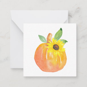 Aquarell-Kürbis und Sonnenblume Mitteilungskarte