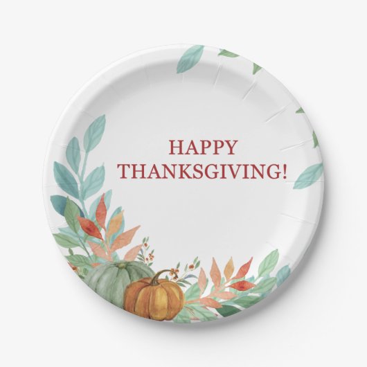 Aquarell-Kürbise Pappteller (Vorderseite)