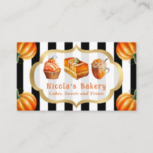 Aquarell-Kürbiskuchen und -Torten-Bäckerei  Visitenkarte