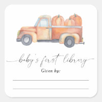 Aquarell-Kürbislaster - Baby Shower Exlibris
