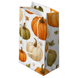 Aquarell-Kürbismuster Herbstkürbisse  Kleine Geschenktüte