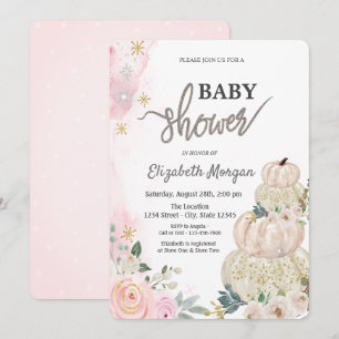 Aquarell-Kürbisse Blumen Punkte Babyparty Einladung