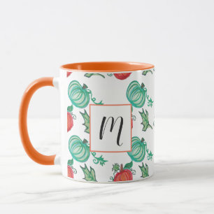 Aquarell-Kürbisse Grün Orange Grünzeug-Muster Tasse