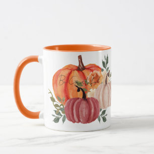 Aquarell-Kürbisse mit individuellem Text Tasse