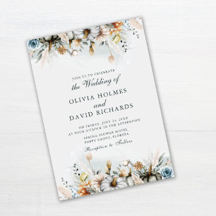 Aquarell-Kürbisse mit Wildblumen-Hochzeit Einladung