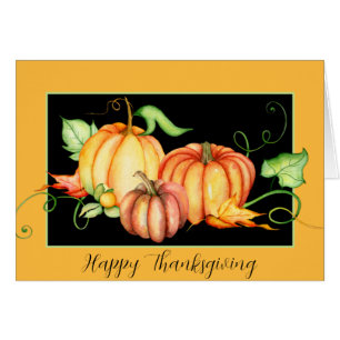 Aquarell-Kürbisse und Blätter 