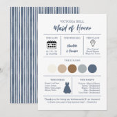 Aquarell-Küsten-Brautjungfer-Informationskarte Einladung (Vorne/Hinten)