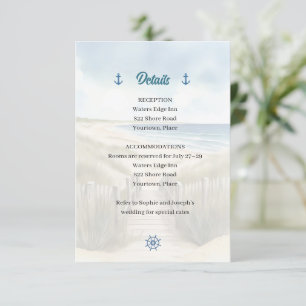 Aquarell-Küsten-Hochzeitseinlage Neuengland Einladung