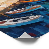 Aquarell-Küstenort Segelboot   Poster (Ecke)