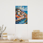 Aquarell-Küstenort Segelboot   Poster (Küche)