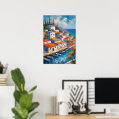 Aquarell-Küstenort Segelboot   Poster (Heimbüro)