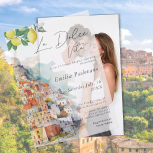Aquarell La Dolce Vita Italienische Brautparty Pergament Einladungen