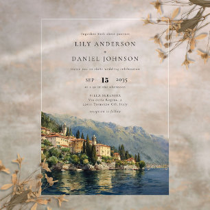 Aquarell-Lake-Como-Italien-Destination-Wedding Acryleinladungen