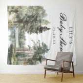 Aquarell Lake Forest Baby Dusche Foto Hintergrund Wandteppich (Beispiel (Horizontal))