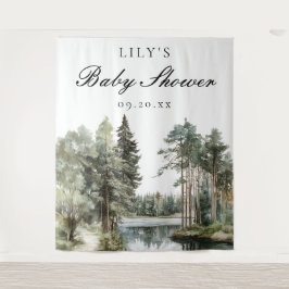 Aquarell Lake Forest Baby Dusche Foto Hintergrund Wandteppich