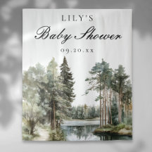 Aquarell Lake Forest Baby Dusche Foto Hintergrund