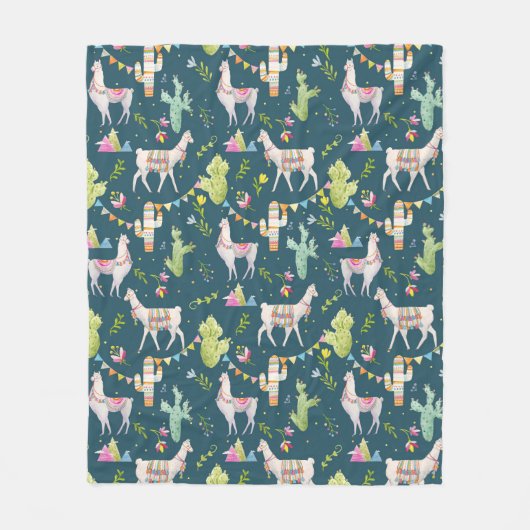 Aquarell-Lama-Flaggen-Muster Fleecedecke (Vorderseite)