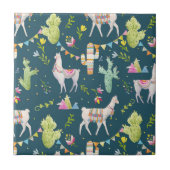 Aquarell-Lama-Flaggen-Muster Fliese (Vorderseite)