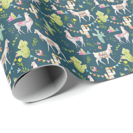 Aquarell-Lama-Flaggen-Muster Geschenkpapier (Rolleneckpunkt)